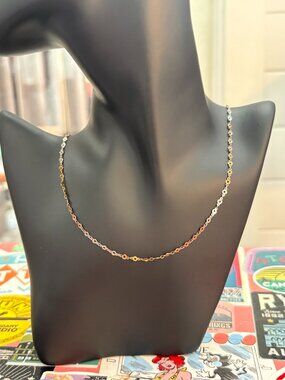 Italian 925 Sterling Silver Tri-Colour Diamond Cut Necklace 20"